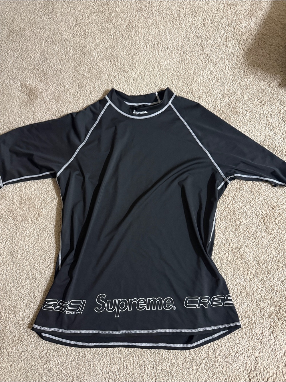 Supreme Black Rash Guard with White Trim